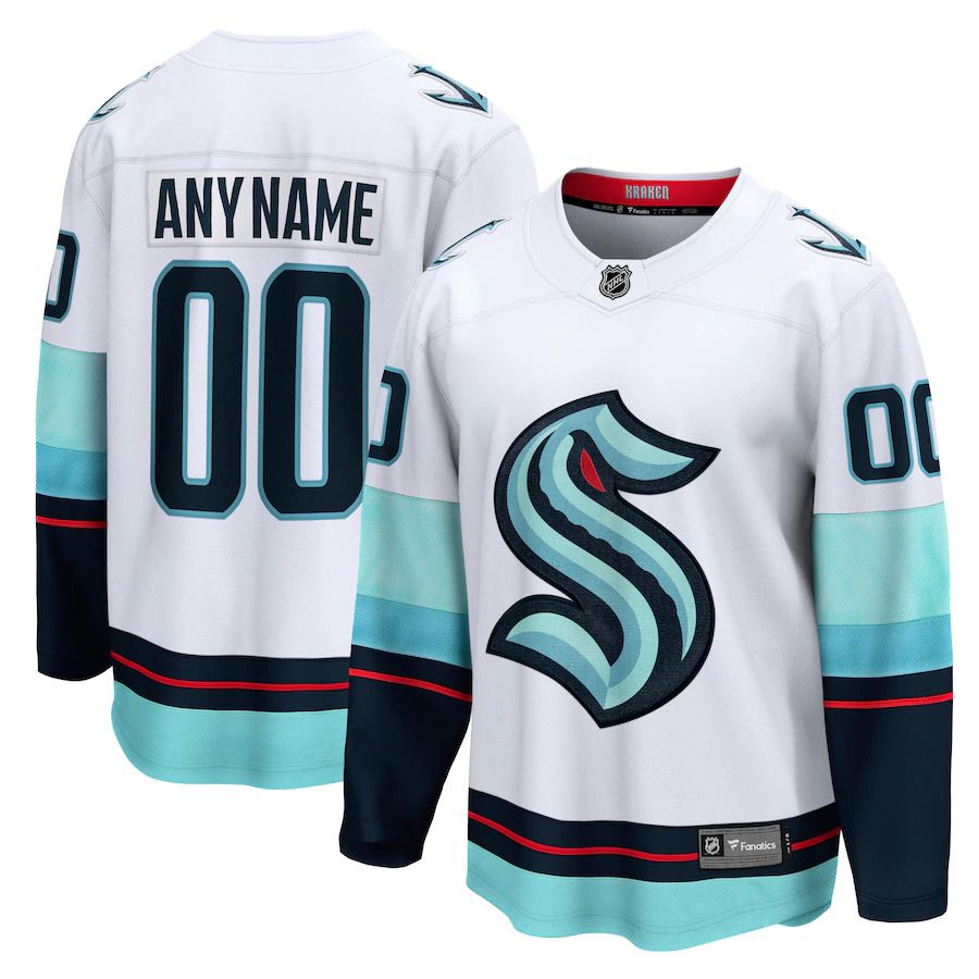 Men Seattle Kraken Fanatics Branded White Away Breakaway Custom NHL Jersey->customized nhl jersey->Custom Jersey